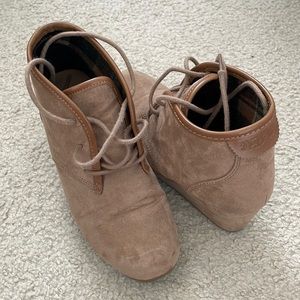 Mad Love Wedge Beige Booties